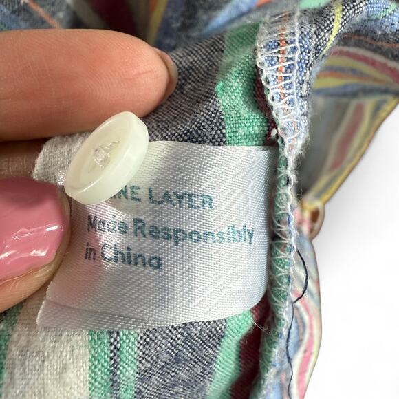 Marine Layer Camp Shirt M - Rainbow Stripe Button Down Normcore Retro Skater Fit - Picture 11 of 11